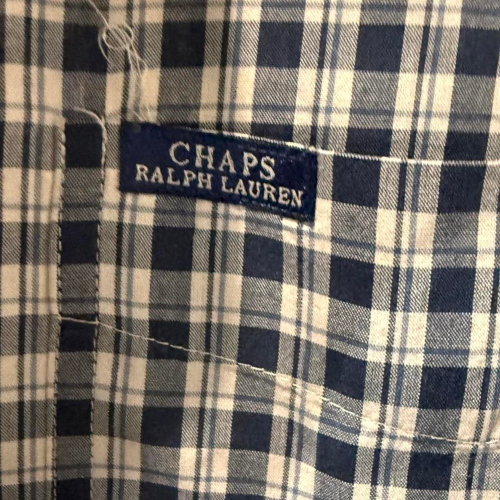 Ralph Lauren Chaps white and blue plaid button up shirt - Picture 2 of 5